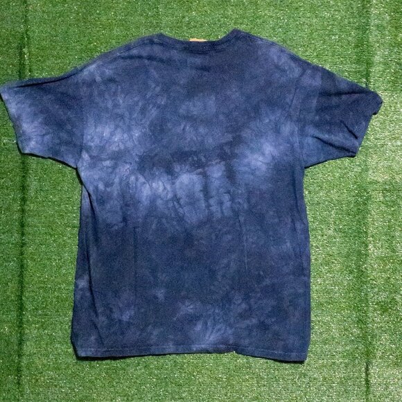 VINTAGE 1999 THE MOUNTAIN MENS T SHIRT CASUAL BLUE TIE DYE MARBLE WOLF SIZE XXL - Picture 2 of 7